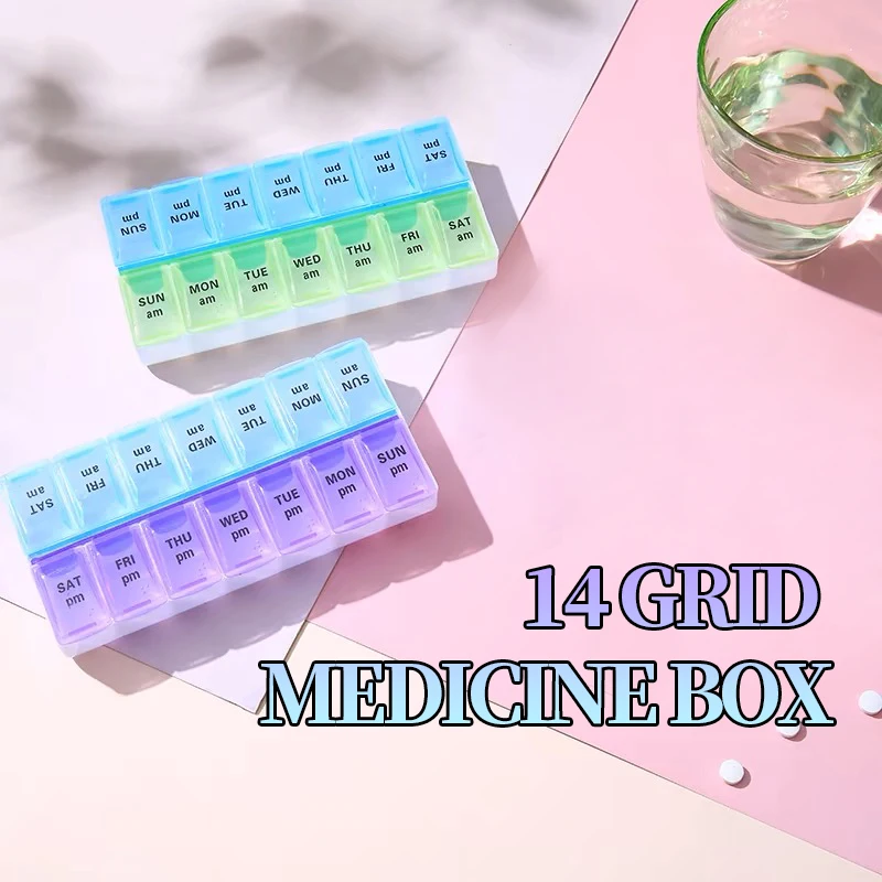 14 Grid Medication Box -7 Days ofMedication Can Be Taken on Time in the Morning and Afternoon, with Precise Preparation