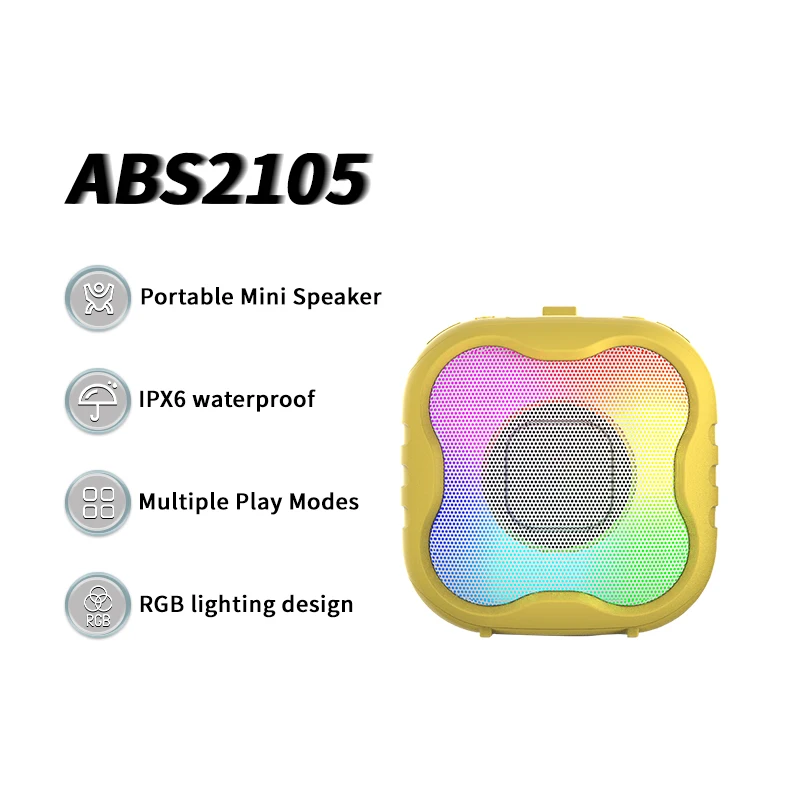 

Outdoor IPX6 Waterproof Speaker for Pool Party & Hiking 5W Sound 106mm Compact Design RGB Lighting
