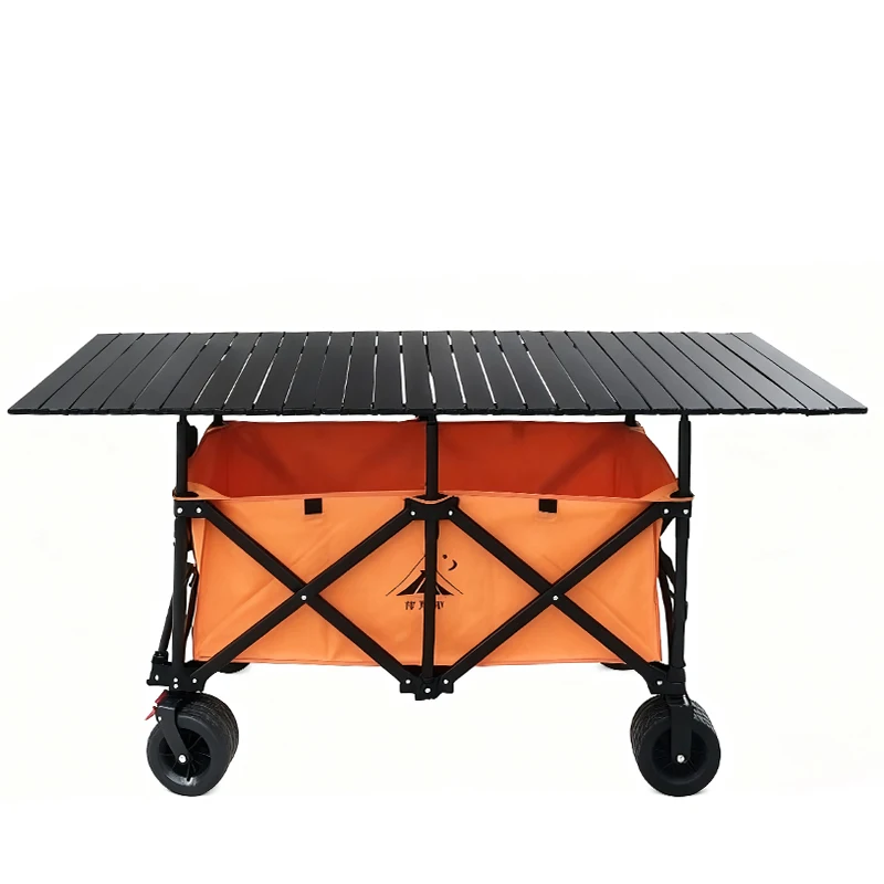 Chariot de collation pliant réglable et stable, chariot de pique-nique de Camping avec Table de 120cm et pare-soleil pour l'extérieur, offre spéciale