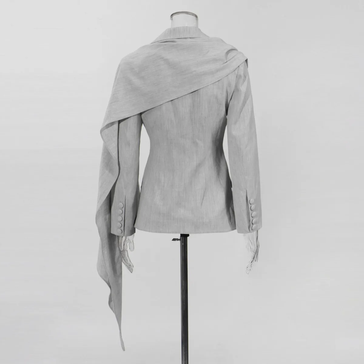 KWTX 2025 レディース 高級ブレザー スカーフカラー プリーツウエスト ヴィンテージ 無地 デザイナー エレガント シック 秋冬コート