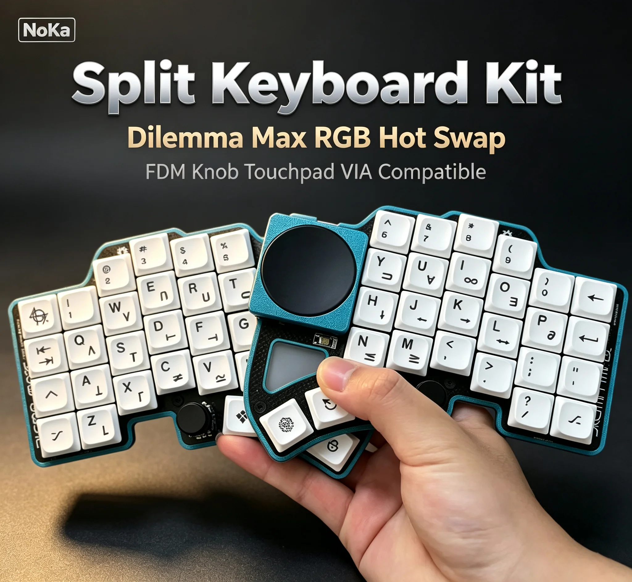Custom Wired Split Keyboard Kit Dilemma Max RGB Hot Swap FDM Knob Touchpad VIA MX Choc V1 Switch Simulate Mouse Accessories