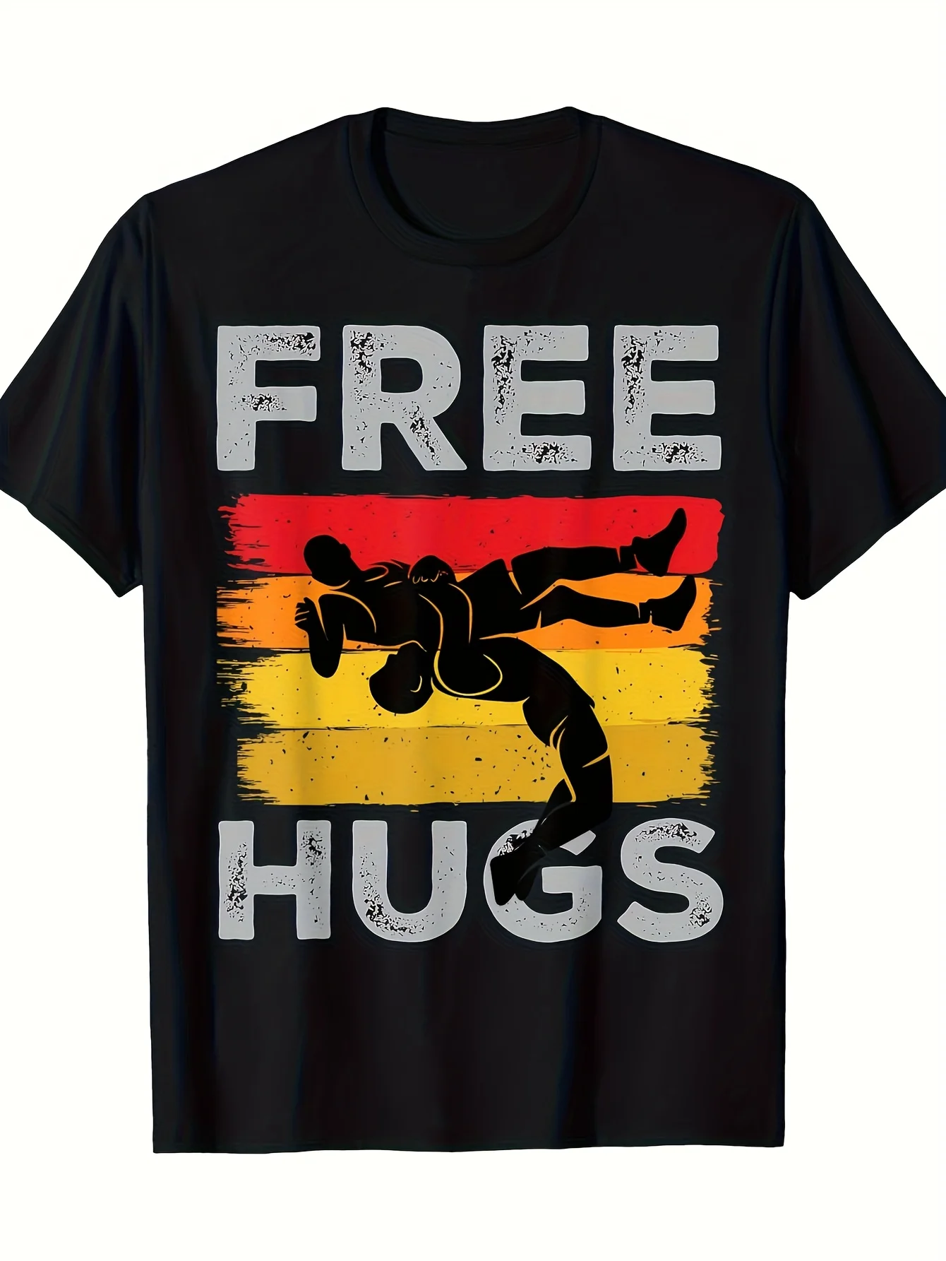 

Funny Wrestling Free Hugs Graphic T-Shirt 100% Cotton O-Neck Short Sleeve Summer Casual Mens T-shirt Streetwear