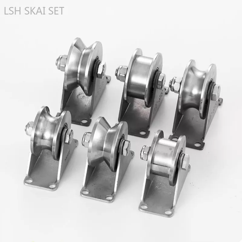 1pc Silent Bearing Directional Track Wheel V/U/H Type Stainless Steel Pulley Sliding Door Roller Steel Wire Conductor Pulley - view 3