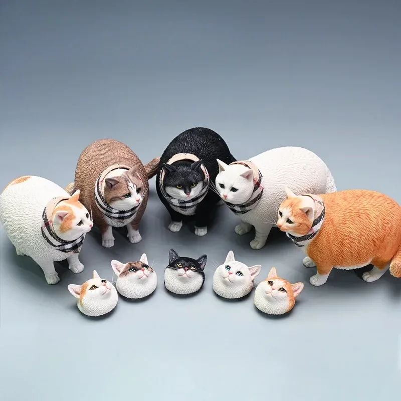 

JXK 1/6 Scale Detachable Head Fat Cat Model Simulation Toys Gift Towel Lovely Pets Cats Animal Toy Figures Celloctions