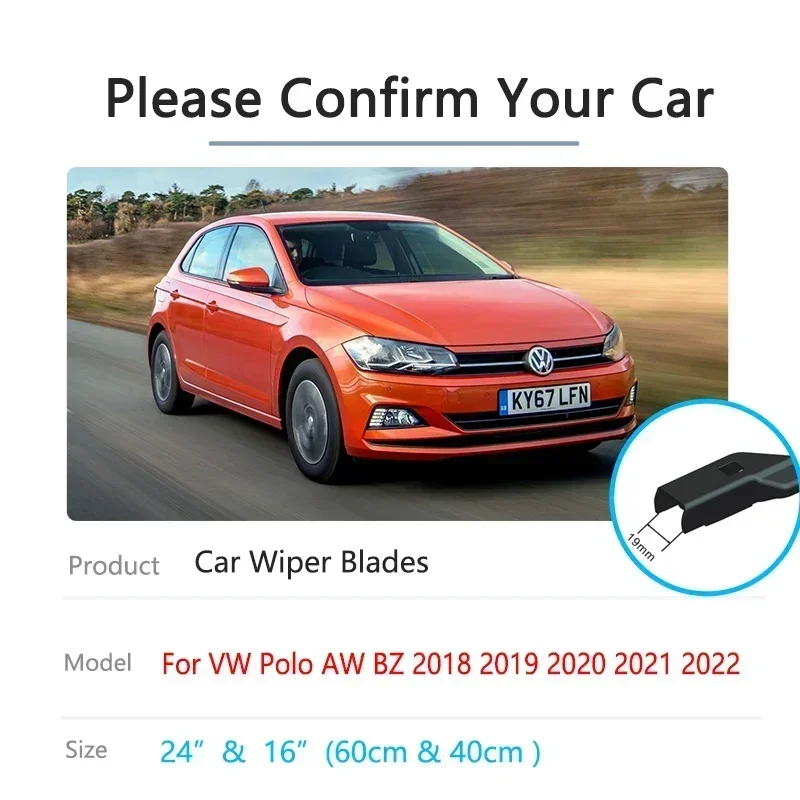 For Volkswagen VW Polo MK6 AW BZ 2018~2022 Back Windshield Windscreen Front Rear Set Wiper Blades Cleaning Accessory Hatchback