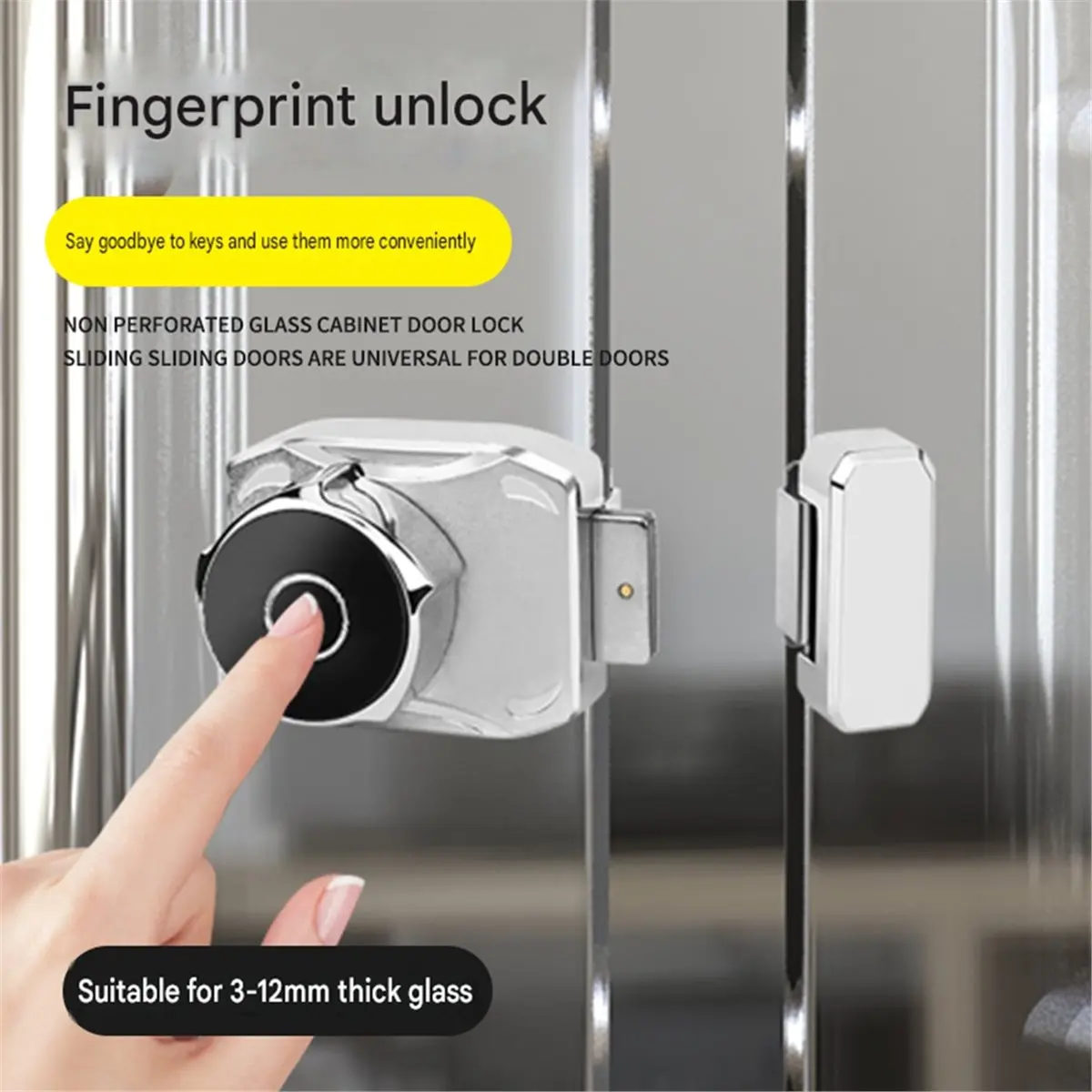 RECOMMENDATION  Electric Fingerprint Lock for Frameless Glass Doors, Push-Pull Sliding Glass Cabinet Showcase Black