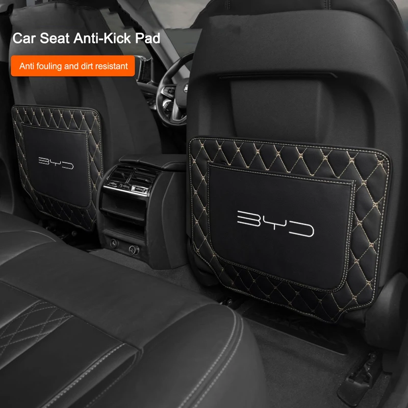 Car Anti Kick Pad Leather Protector Mat Seat Back Prevent Dirty Accessory For BYD Han Tang Ev Song Plus Seal Dolphin Atto 3 Yuan