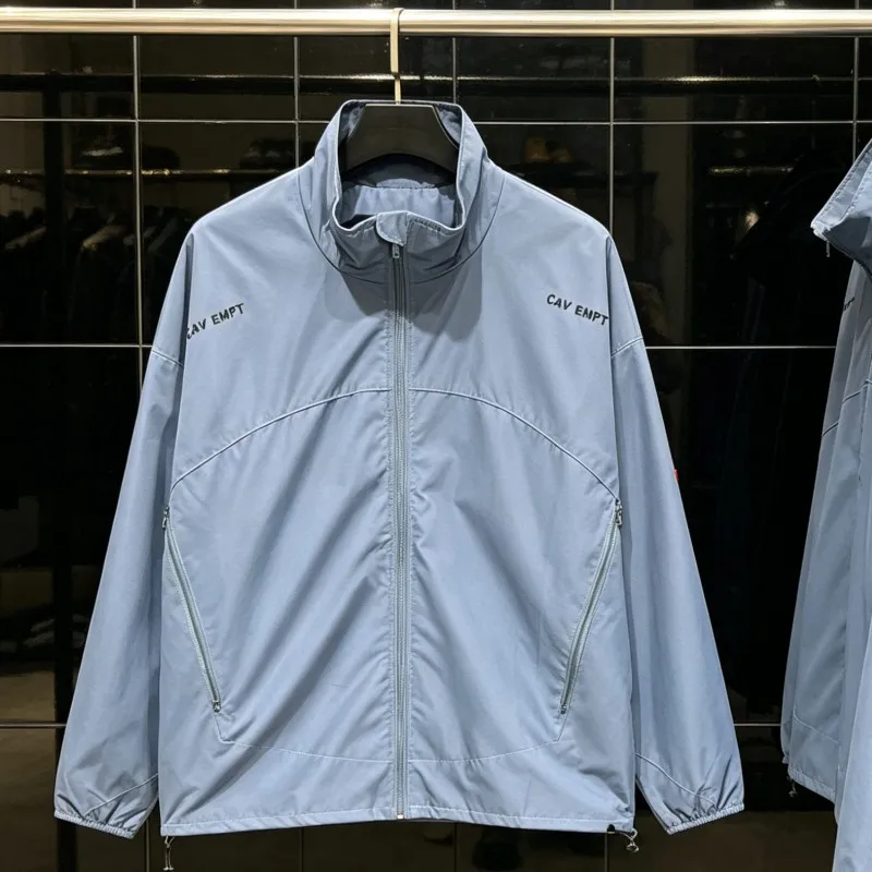 Embroidered Letter Logo Haze Blue Oversized CAVEMPT Hoodie Zipper Jacket Zippered Pocket Windproof Suit Men Women Coats