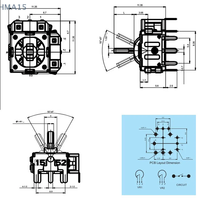 [EL]Compact Joystick Pot FJR06K-S Valve Index Lndex Knuckles Contollers RS2 With Button Switch