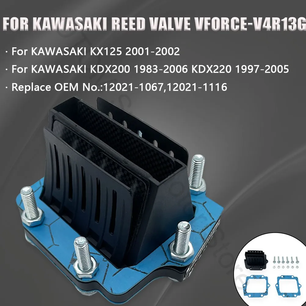 

1983-2006 For KAWASAKI Motorcycle Cage System Intake Reed Valve Carbon Fiber Gaskets Assy KX125 KDX200 KDX220 VFORCE V4R13G Bike