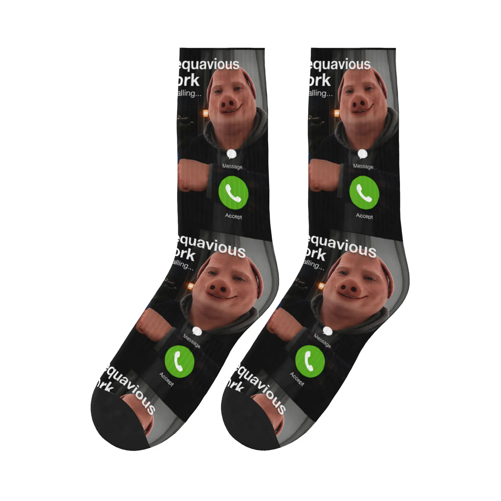 John Pork Dequavious Pork is Calling Funny Memes Dank Memes Stockings Unisex Men Soft Socks Autumn Outdoor Graphic Socks Gift