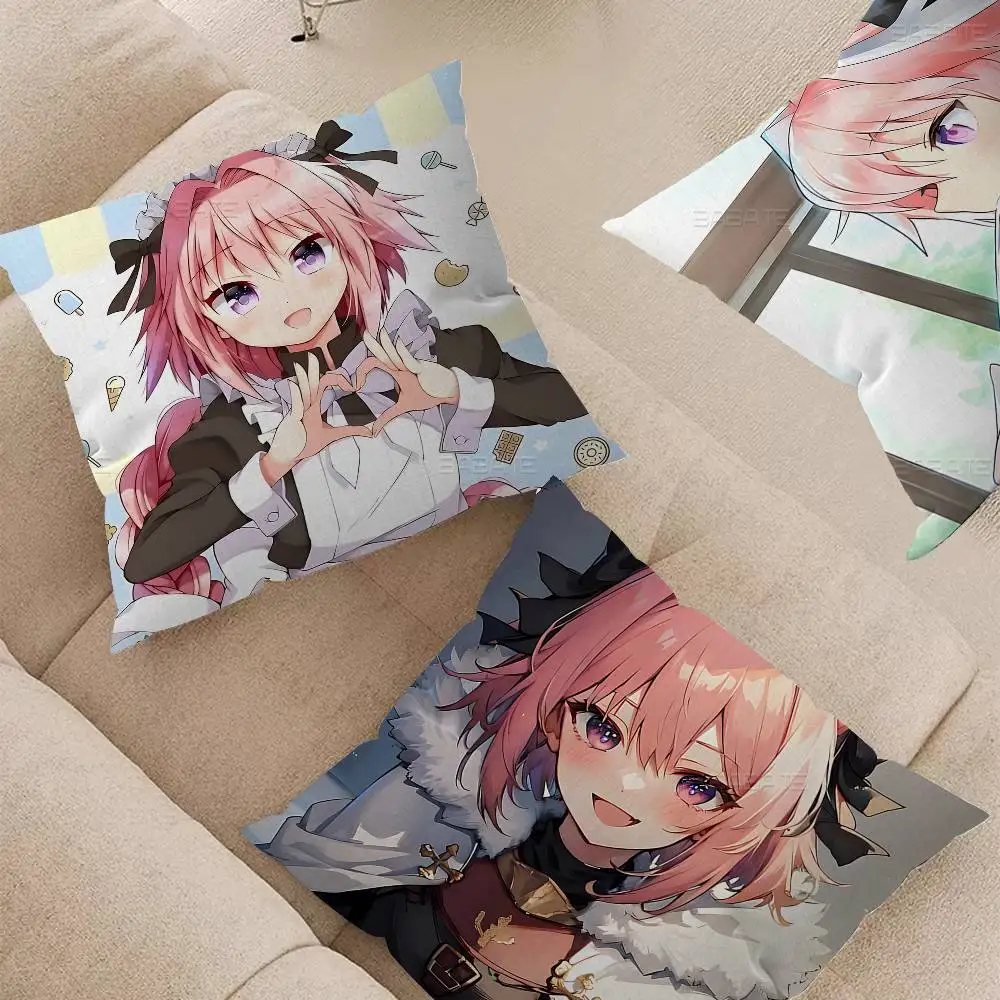 

A-Astolfo розовый милый чехол для подушки в стиле аниме для девочек, декор для фермерского дома, домашние наволочки для украшения дивана