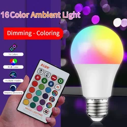 RGB Light Bulb 16 Colors Dimmable 220V Home Decoration Lamp E27 Magic Bulbs 7W Colorful Neon LED Smart Spot Light With IR Remote