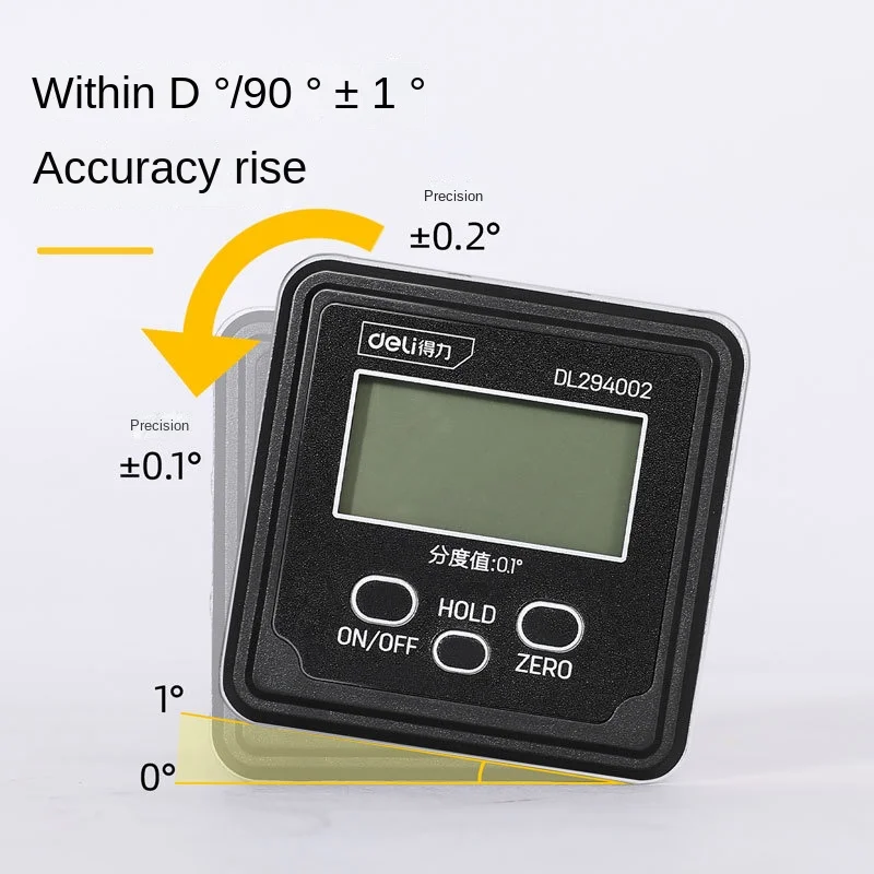 

Deli Precision Digital Inclinometer Electron Goniometers 0*90 Degree Magnetic Base Digital Protractor Angle Finder Bevel Goniome