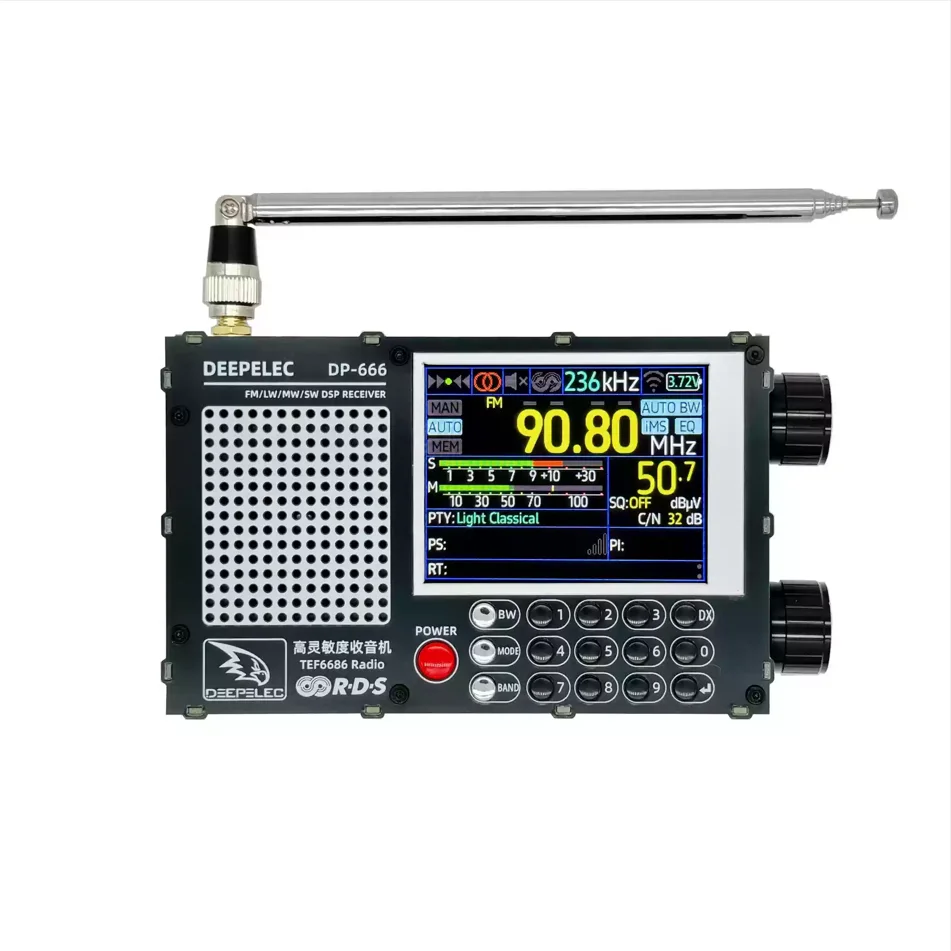 TEF6686 DSP-radio DP-666 Hoge gevoeligheid Volledige band FM AM FM Kortegolf 2,8 inch 320x240 Resolutie 3,7 V/5000 mAh