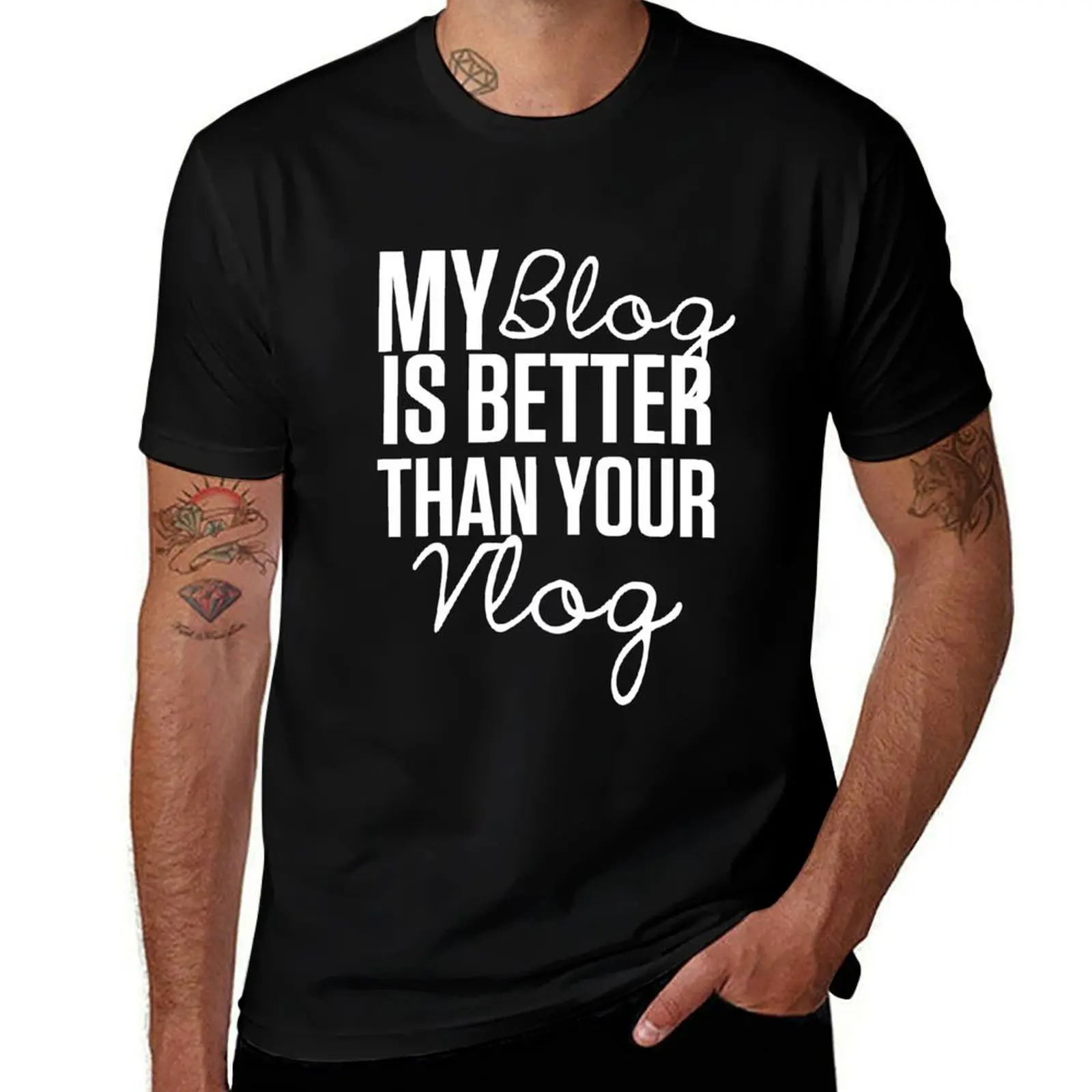 Mon blog est meilleur que votre t-shirt inspiré de la série VlogLux, design inspiré, taille plus, haut basique à manches courtes