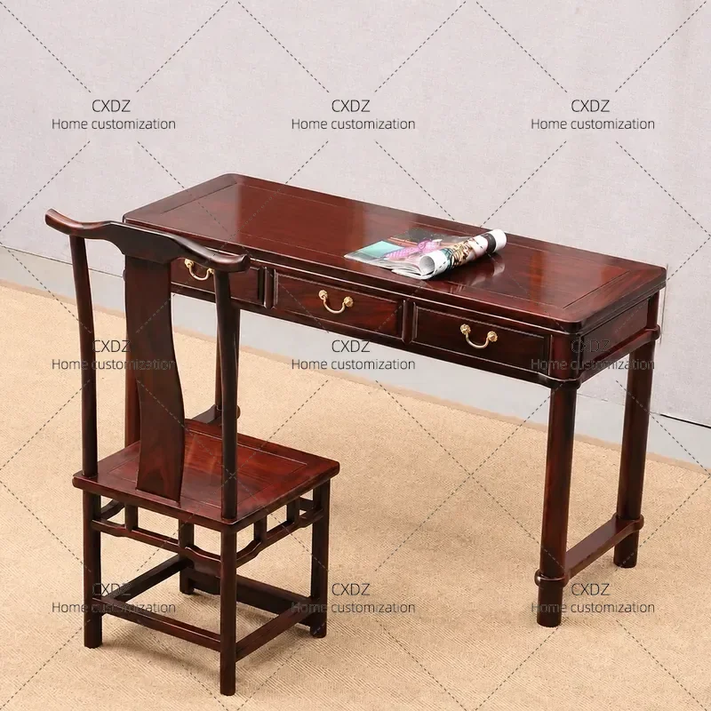 National Standard Mahogany Desk and Chair Set Indonesian Black Rosewood Broadleaf Rosewood Chinese Study Writing Table for