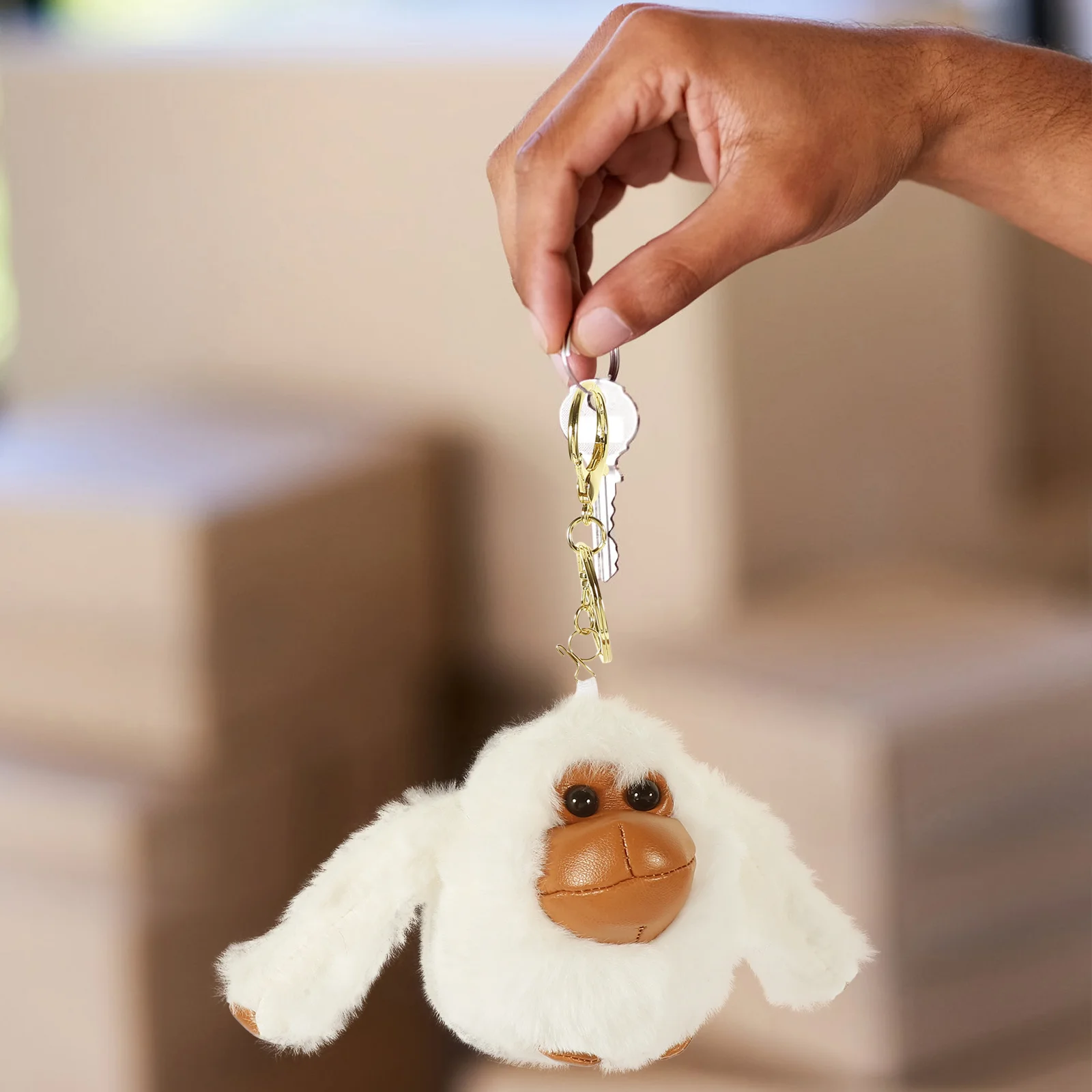 Key Chain Gorilla Animal Plush Pendant Keychain (plush Gibbon-brown) 1pc Keychains