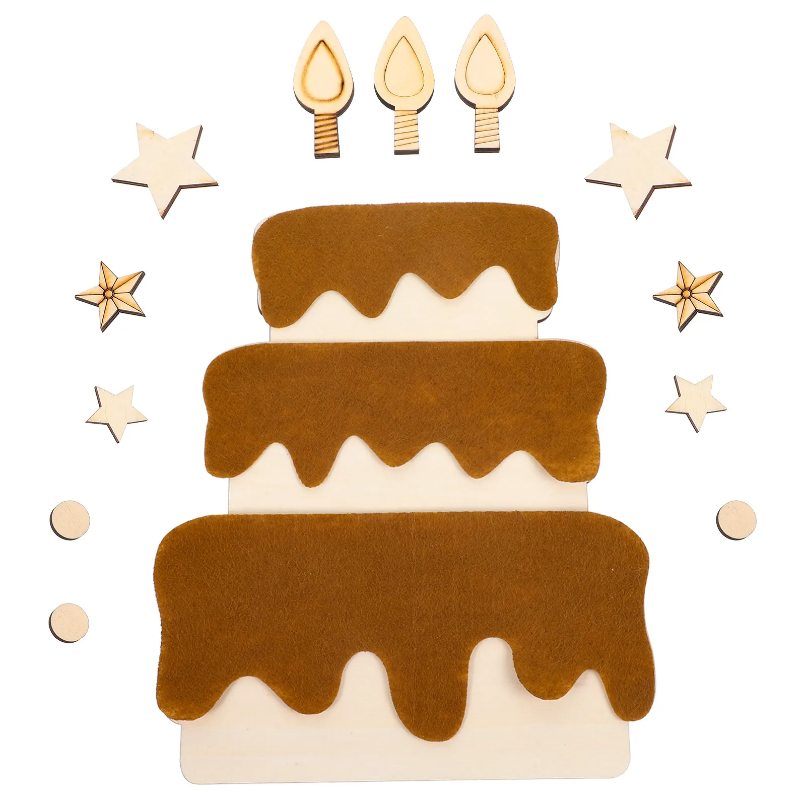 1Set Birthday Wall Wooden Decals Cake Shape Sign Baby Shower Decoration Wood Crafting Cutouts Reusable Birthday Ornament Nursery