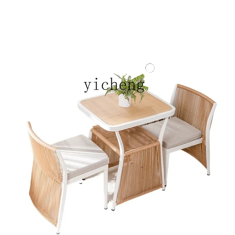 ZK balcony table and chair household leisure tea table and chair combination three-piece outdoor garden rattan chair