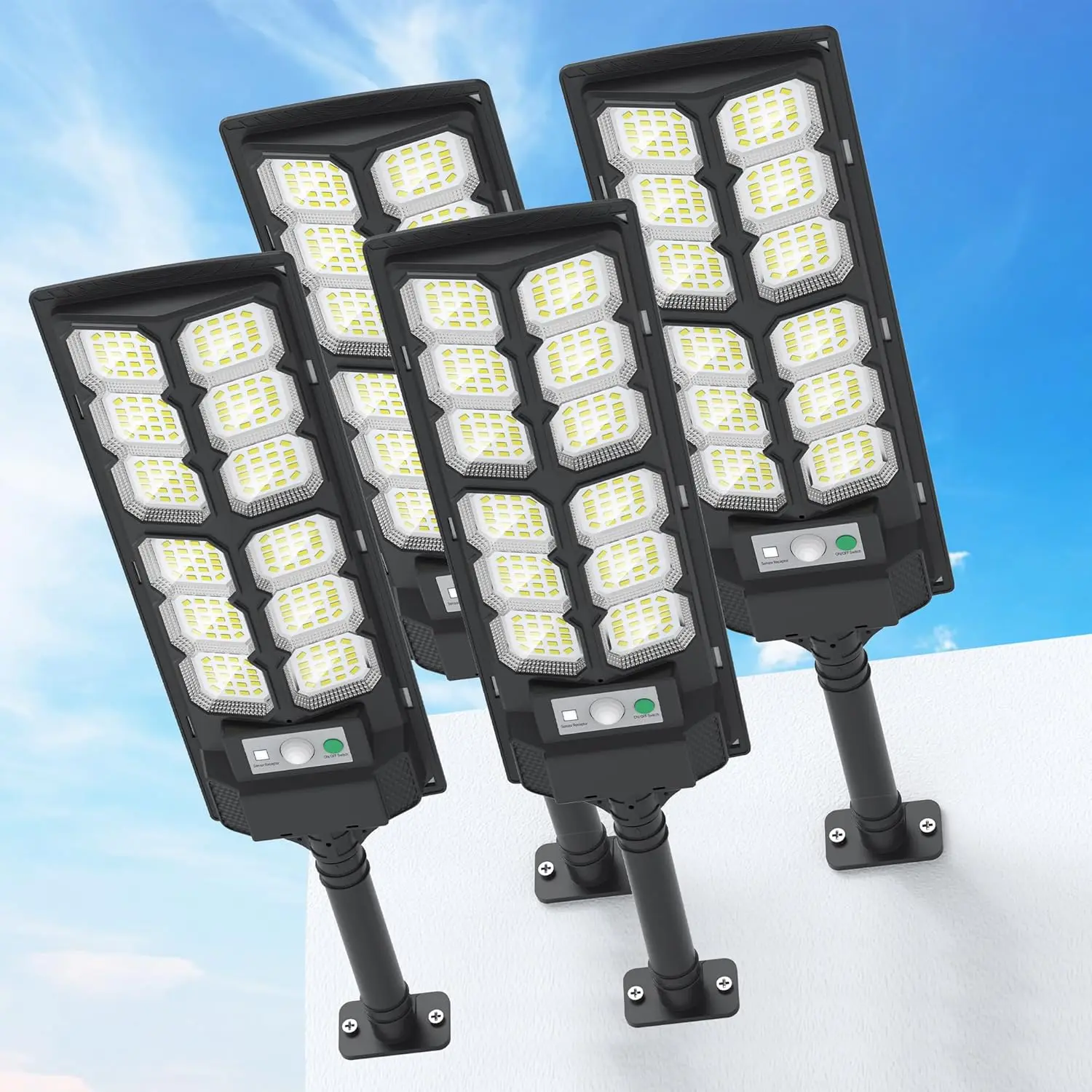 

Солнечные фонари для улицы, водонепроницаемый, 7000K, светодиодный прожектор с датчиком движения, от сумерения до рассвета, 4 шт.