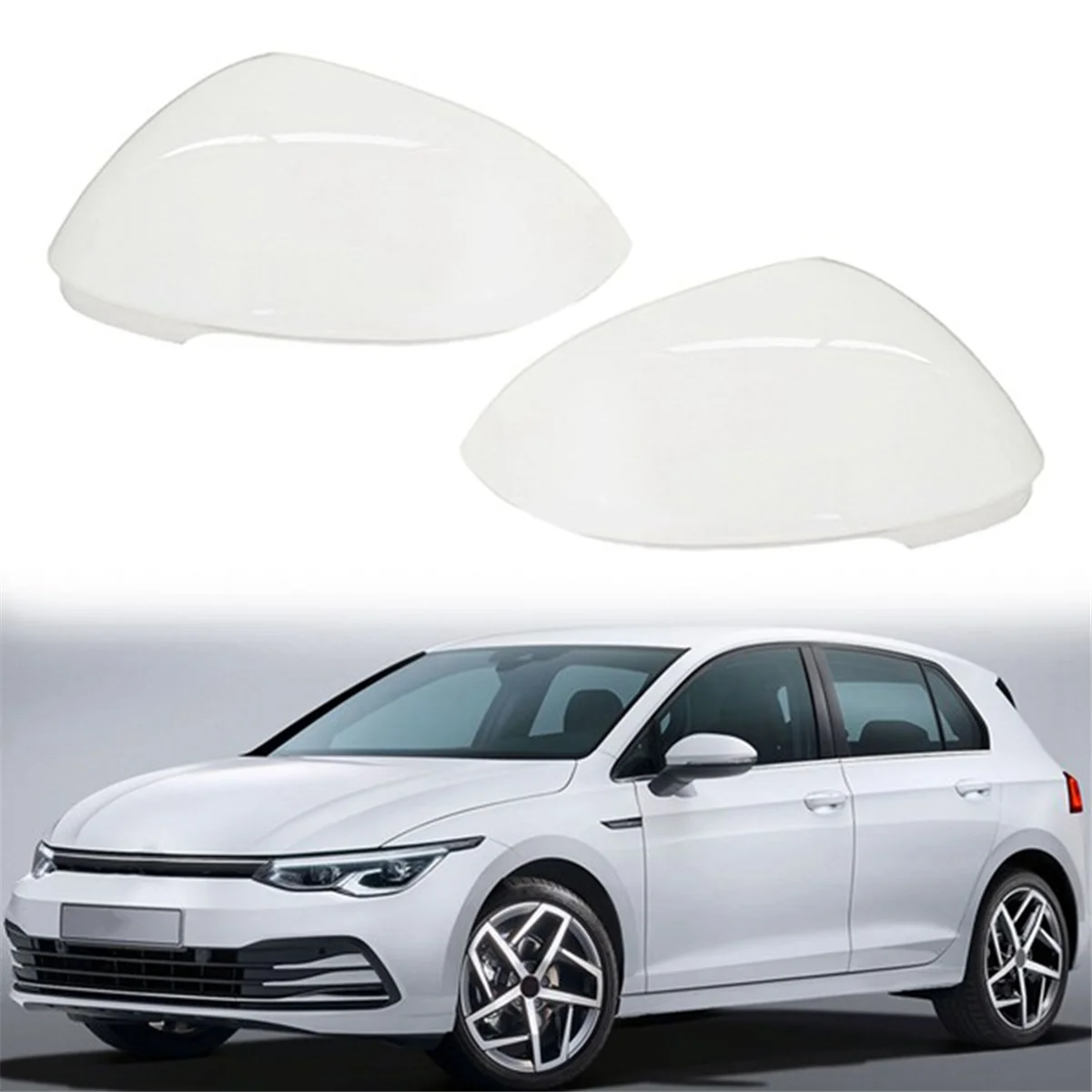 Tampa de espelho de vidro retrovisor branco lateral, guarnição espelho traseiro cobre Shell para VW Golf 8 MK8 2021 2022 direito, 5H0857538