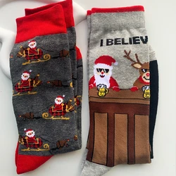 Chaozhu 2 Paare Cartoon Santa Claus und Elch trinken Bier Urlaub Weihnachten niedlichen Mode Crew Socken Unisex