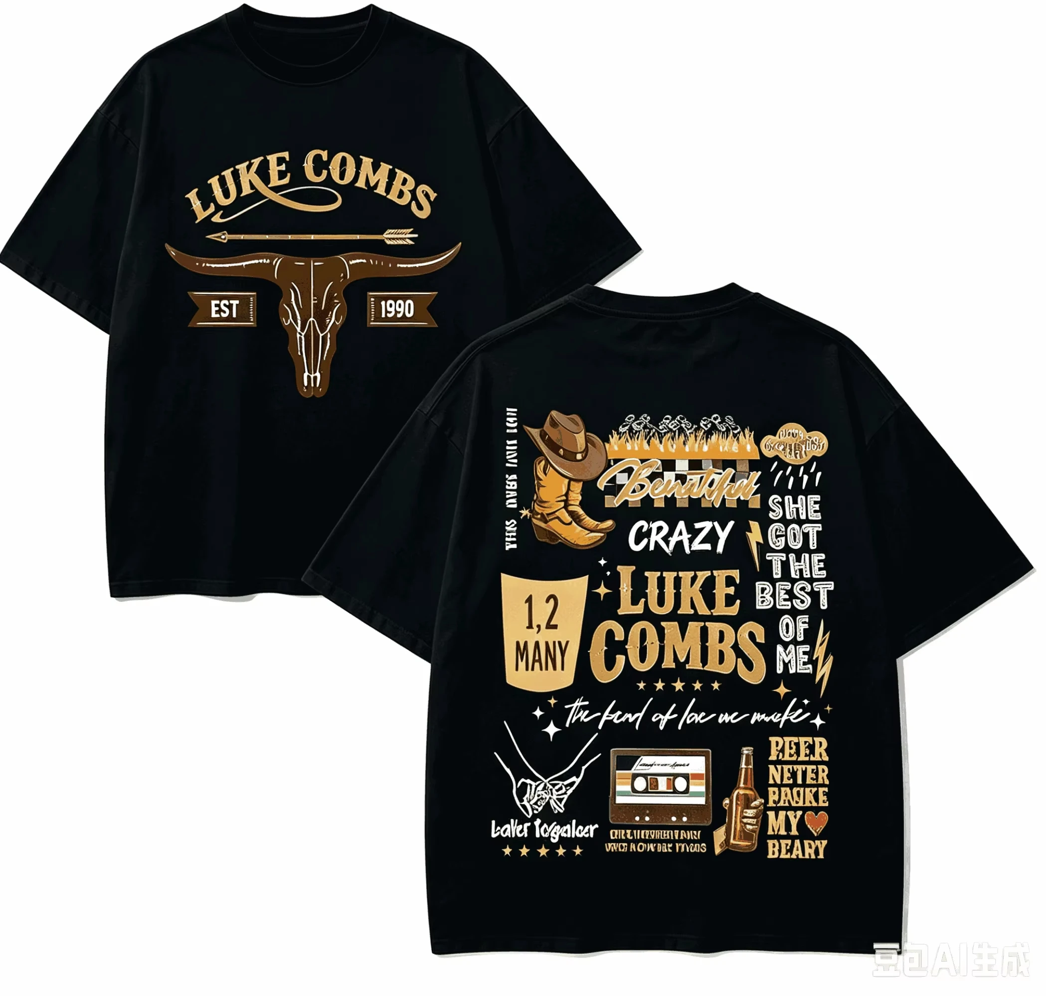 2026 new Luke Combs Fan Gift T-Shirt - Suitable for both men and women. Bathhouse style loose short-sleeved streetwear.