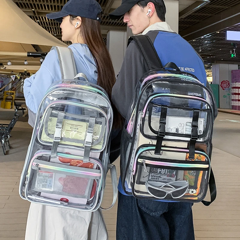 

Прозрачный рюкзак из ПВХ для старшеклассников и студентов, пляжная сумка для плавания, сумка через плечо, сумка для покупок, рюкзак для поездок и прогулок