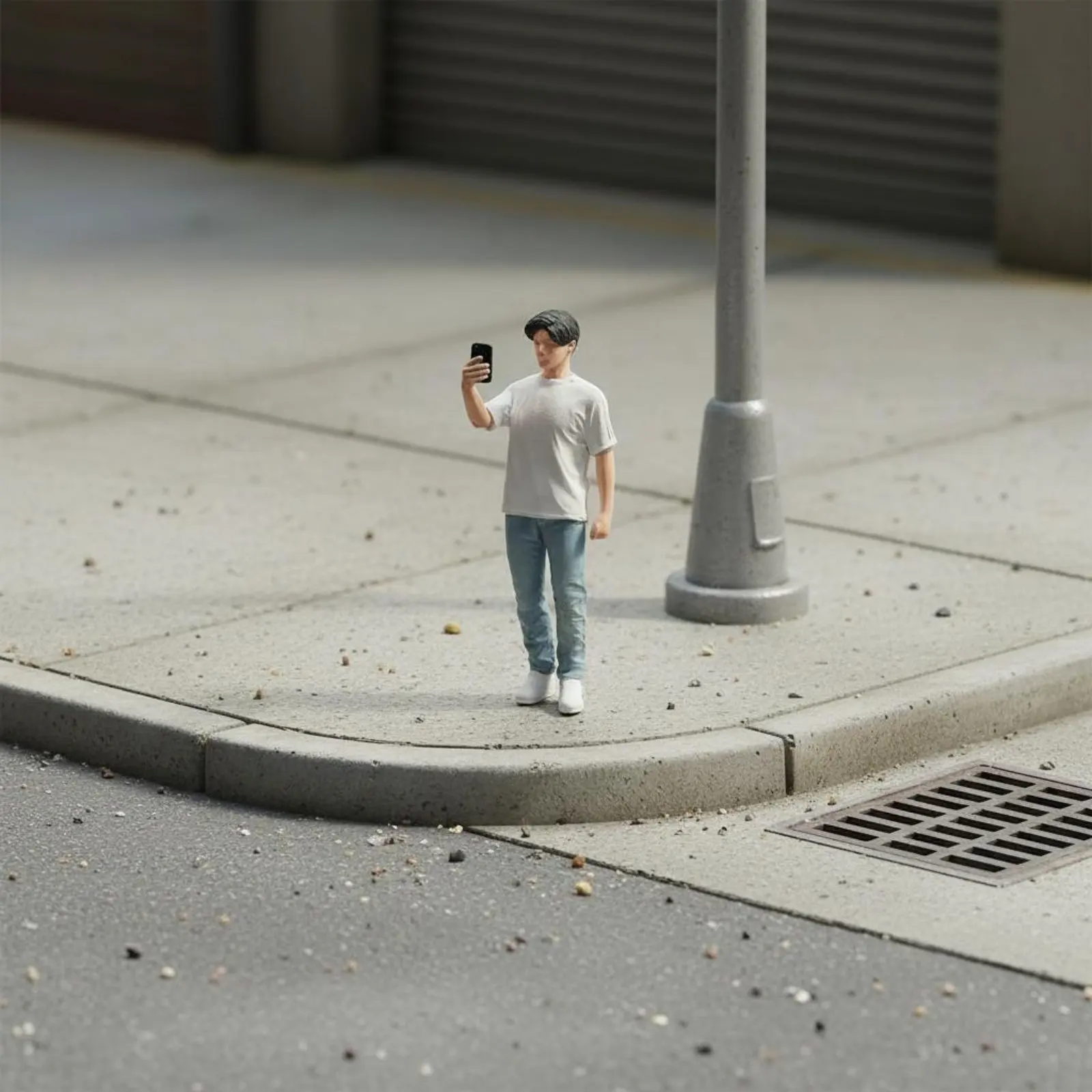 

1:64 Scale Photo Pose Young Man Figurine Realistic Features 1:64 Scale People Figurines Resin Miniature Scene Figures Hand