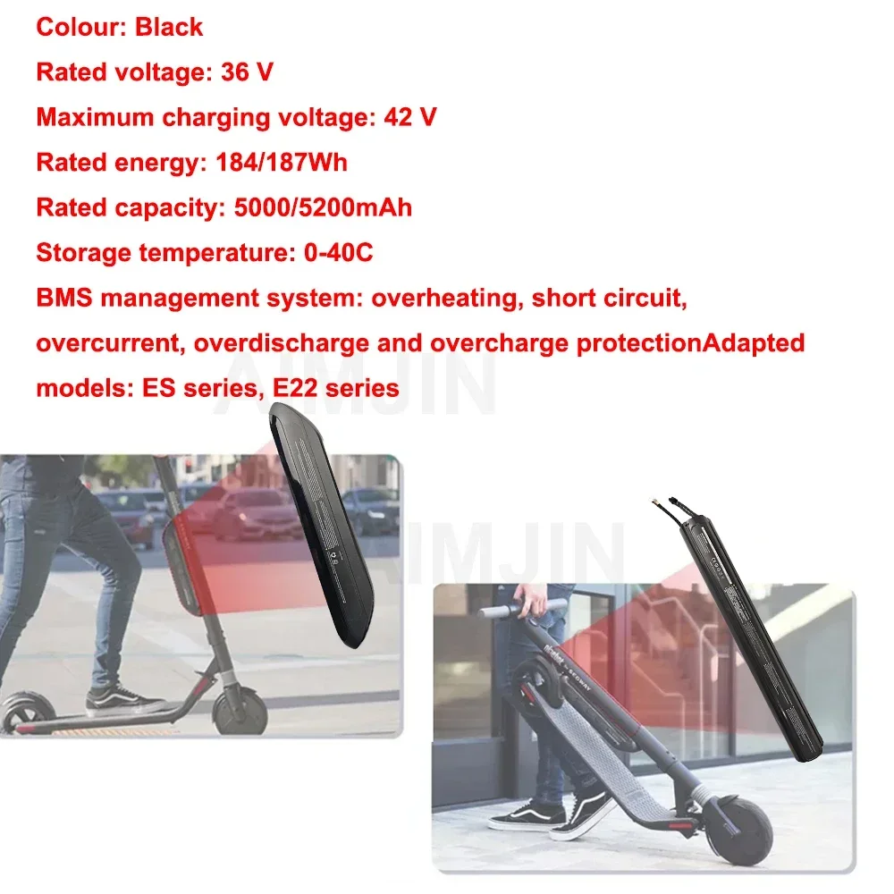 36V 5200mah Lithium Battery Pack for Xiaomi Segway Ninebot ES1 ES2 ES4 E22 with External Bracket - External Battery Solution