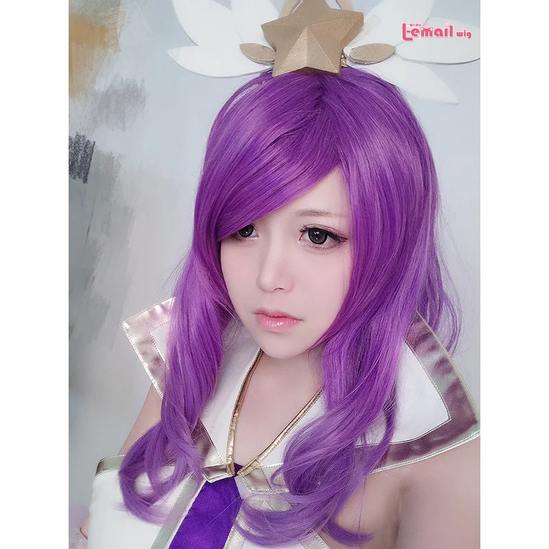 LOL Janna Magical Girl Skin Ponytail Cosplay Wig Storm's Purple Long Wavy Wigs