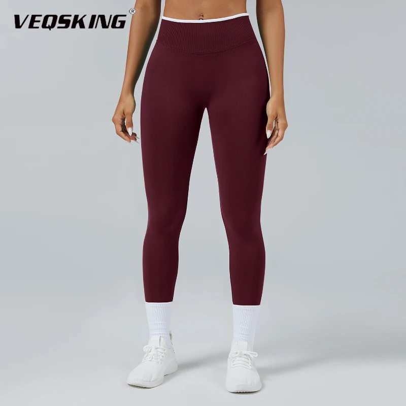 VEQSKING Damen-Yogahose zum Anheben der Hüfte, Sport- und Fitnesshose, nahtlose, schlankmachende und schnell trocknende Fitnesshose