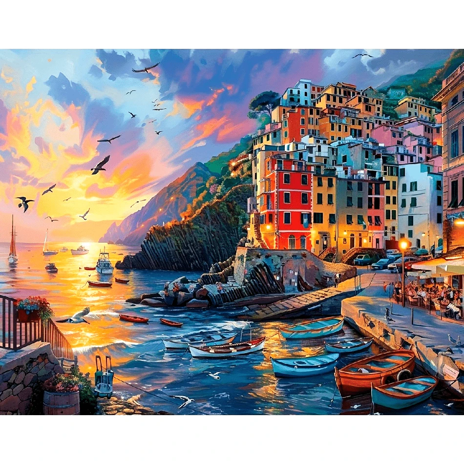 

Пазлы-головоломки «Рыболовные лодки, Дома, Пейзажи» 500/1000/1200/2000 элементов для семейного досуга, игр в игровой комнате, спальне, домашнего декора