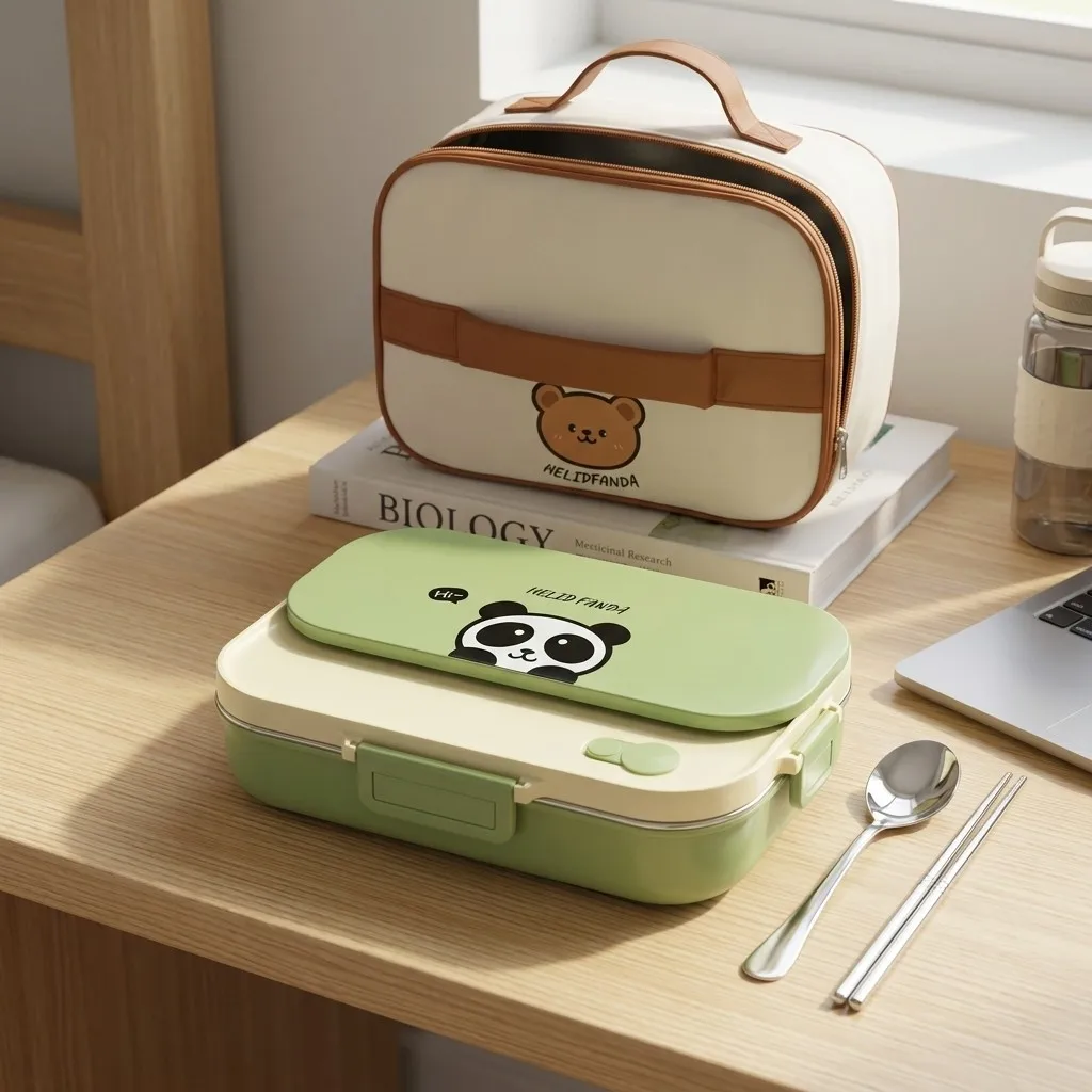 Microwavable 304 Stainless Steel Bento Box Compartment Lunch Box Cutlery Thermal Bag Food Storage Containers School Kids Adults