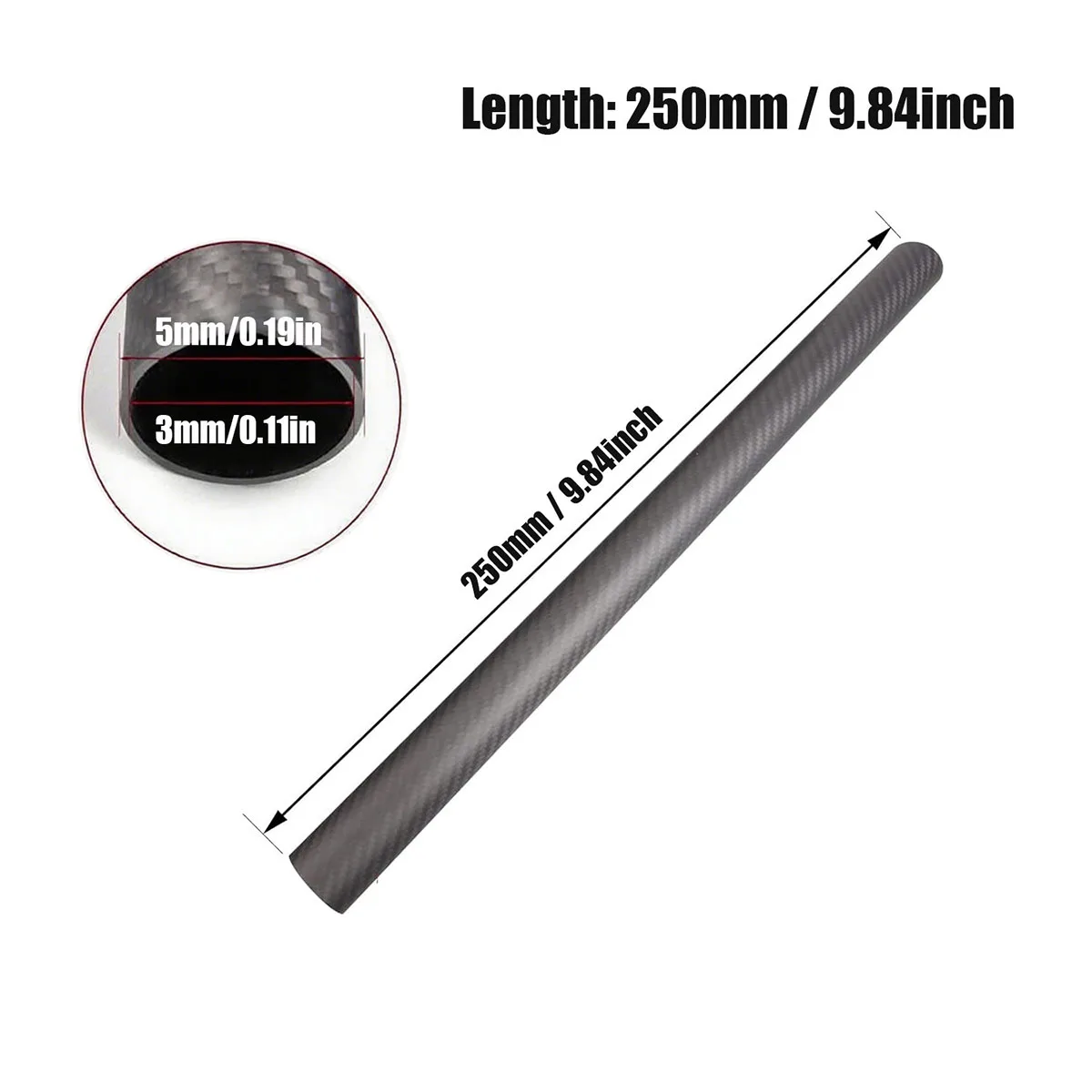 3K Twill Matte Carbon Fiber Tube High Strength Composite Pipe 200mm 500mm