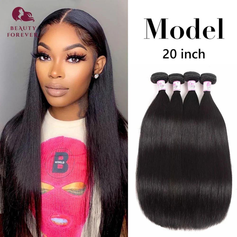 

Beauty Forever Grade 12A Straight Human Hair Bundles Natural Color 100% Malaysian Raw Virgin Human Hair Extensions 8-30 inch