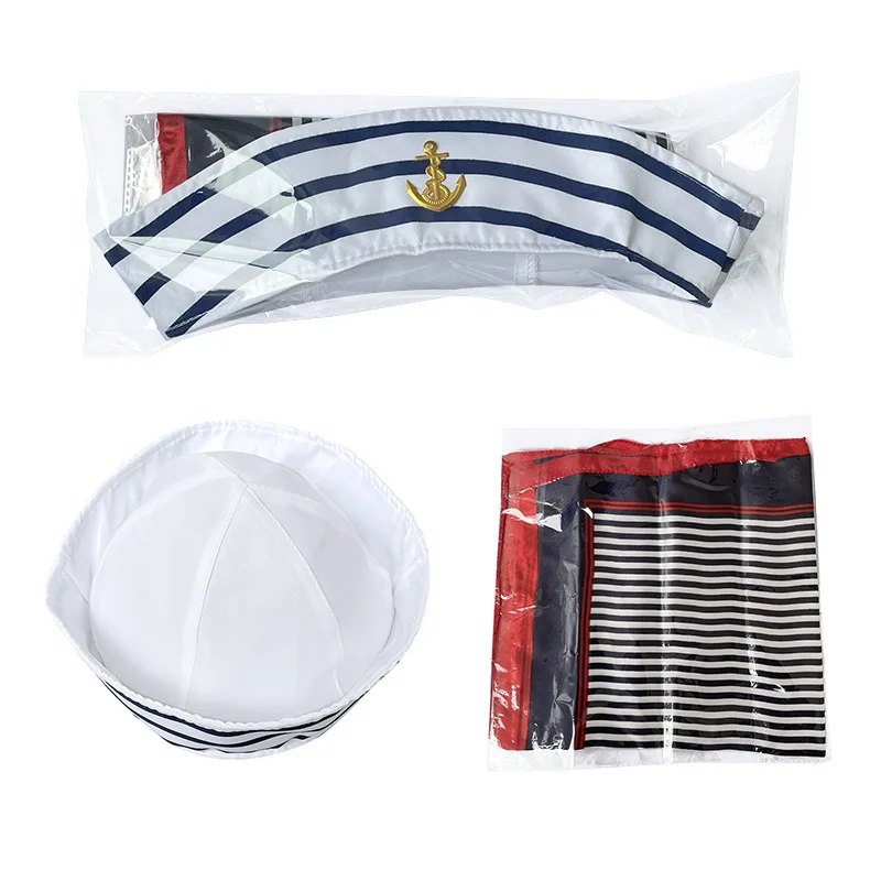 1-teiliges Set Yachtkapitänsmütze Seemannsmütze mit Schal Matrosenmütze Bootskostüm für Herren Damen Kapitäne Verkleidungsparty – Detail 14