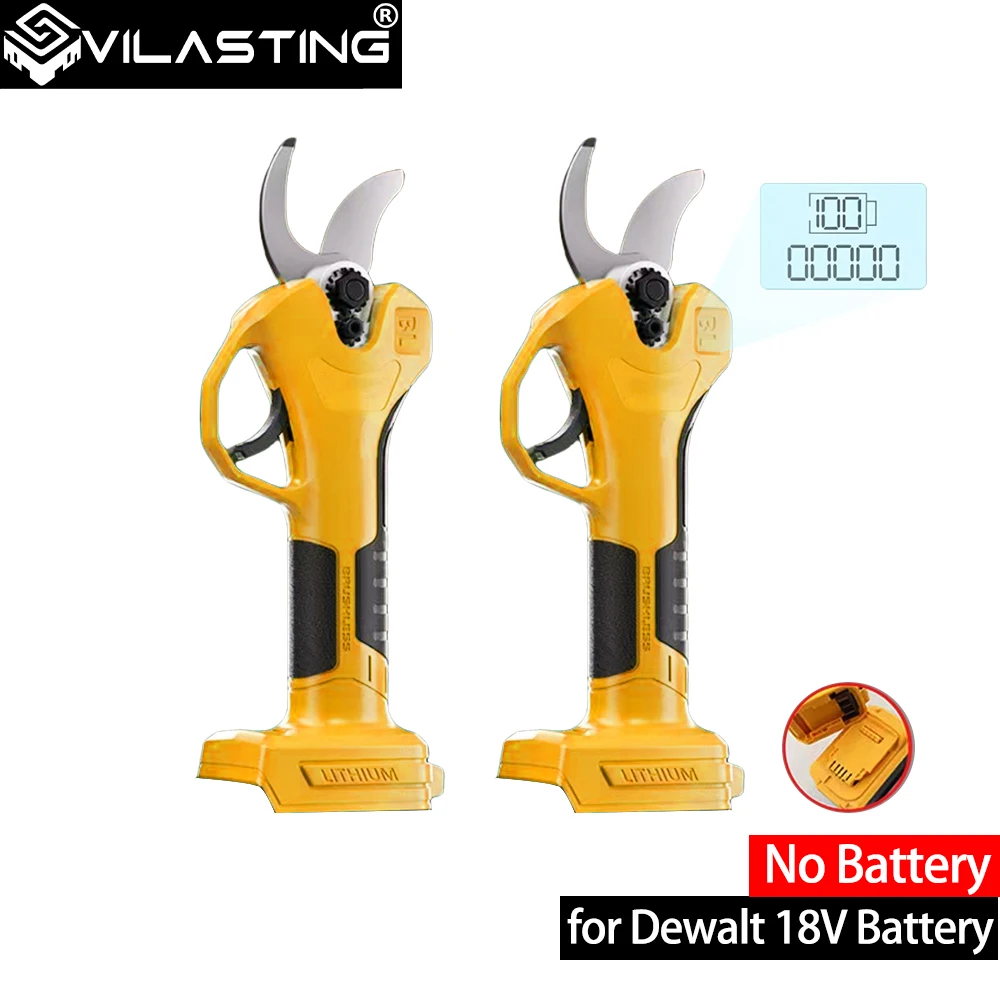 Tesoura de Poda Elétrica Sem Escovas VILASTING, Ferramenta de Jardim, Podador com Display LED 0/1, Tesoura Sem Fio para Bateria Dewalt 18V