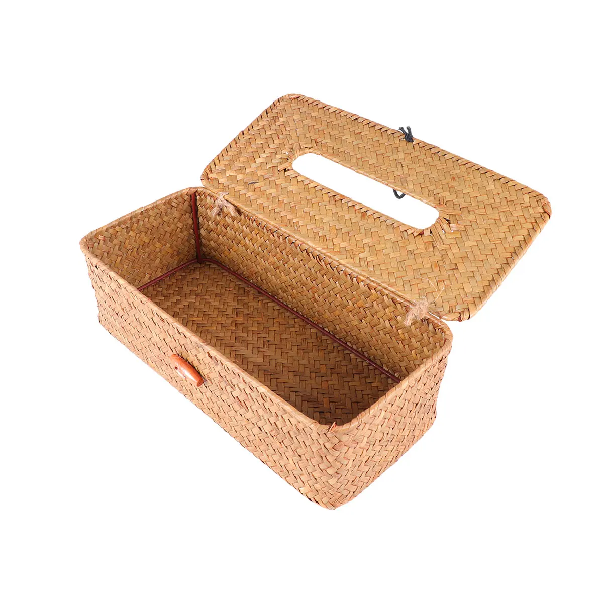 

Seaweed Tissue Box Hand Woven Natural Material Paper Organizer Napkin Holder Bathroom Accessory Car Office Retro Style Simple