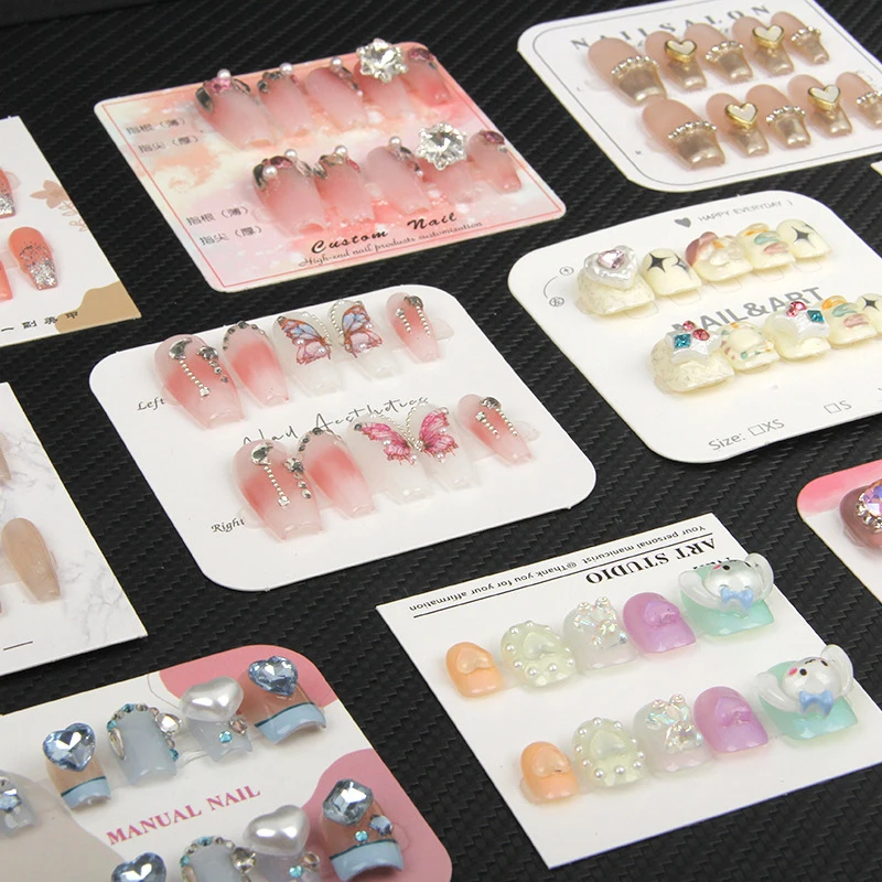 10 PCS Press-On Nail Packaging Display Handmade False Nail Design Swatch Show Card Manicure Sample Display Salon