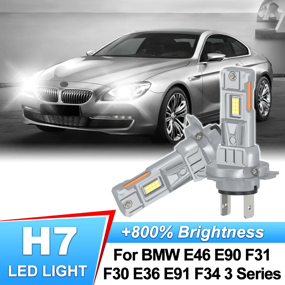 

For BMW E46 E90 F31 F30 E36 E91 F34 3 Series LED Headlight H7 Car Headlamp Canbus 6000K White CSP Chips Plug And Play 12V
