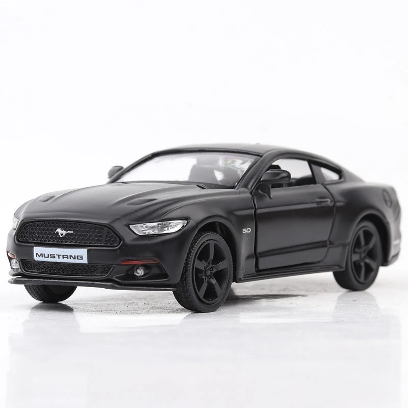 1:36 Ford Mustang Alloy Matte Black Pull Back Retro Car Toys Vehicle A192