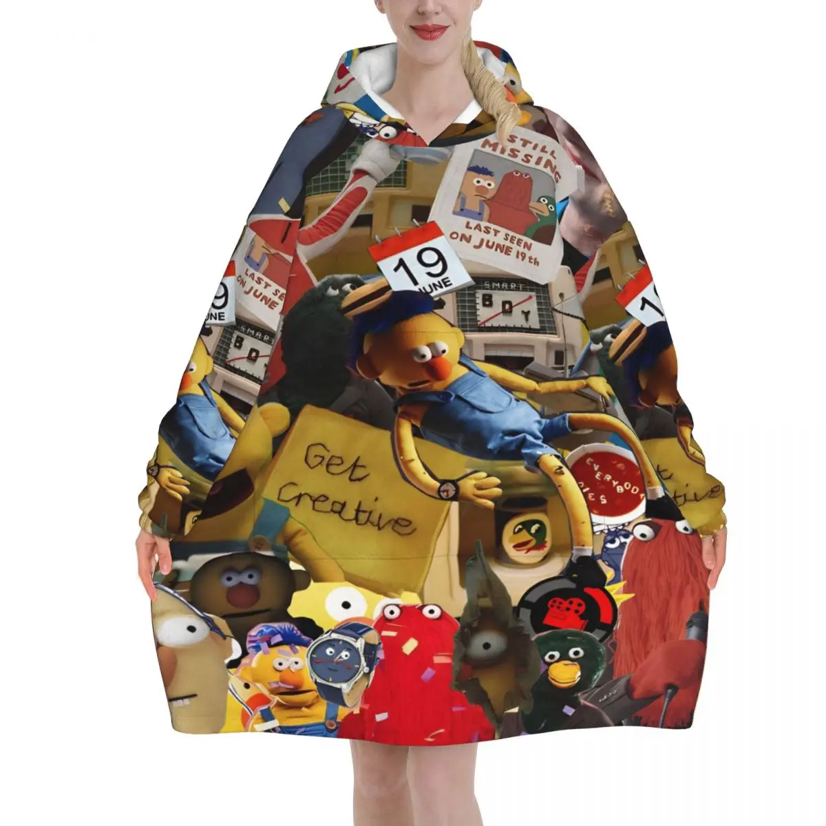 Don't Hug Me I'm Scared Wearable Blanket Hoodie for Women Men Oversized Sweatshirt Blanket with Pocket
