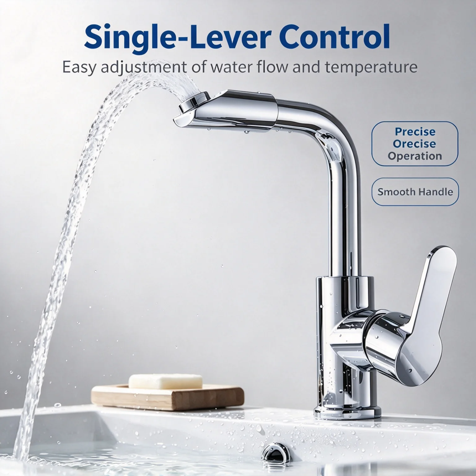 Chrome Basin Mixer Tap 360° Rotatable Spout with 2 Hot Cold Supply Hoses Hot & Cold Faucet for Home & Hotel Bathroom