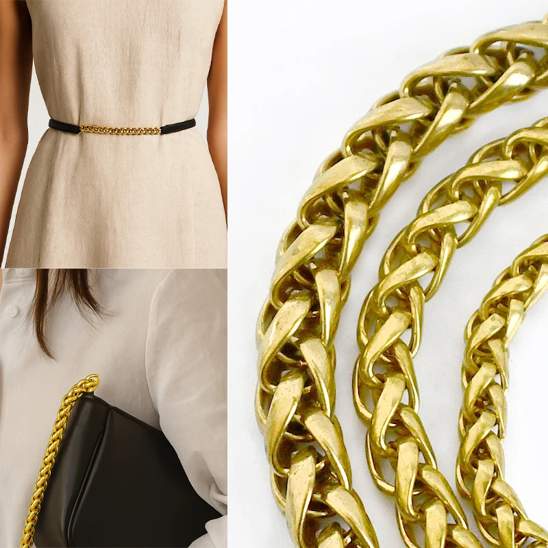 

4/6/8/10mm Solid Brass Purse Chains Trousers Keychain Hook Buckles Handbag Decoration Chain Belt DIY Leather Crafts Accessories