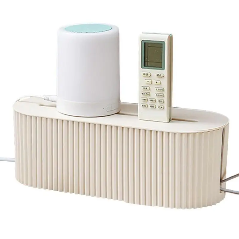 صندوق إدارة الكابلات مع غطاء 33x13.2x11 سنتيمتر أسلاك شرائط الطاقة المنظم مكافحة الغبار مقبس الشاحن شبكة خط صندوق تخزين