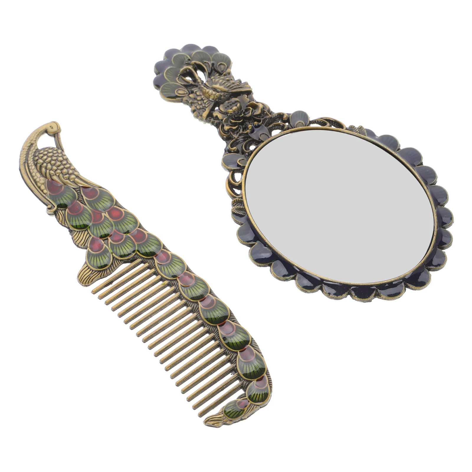 

Folk-custom Mirror with Handle Miss Vintage Makeup Metal Style Delicate Handheld