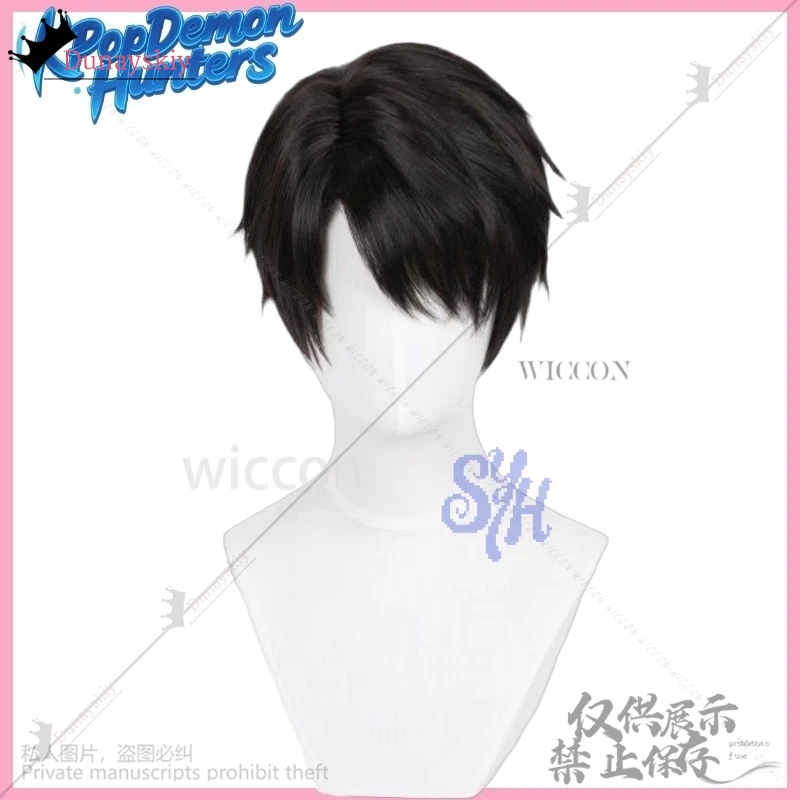 Jinu cosplay anime demon saja menino coreia ídolo cabelo curto e reto para menino bonito festa de halloween resistente ao calorrsi-