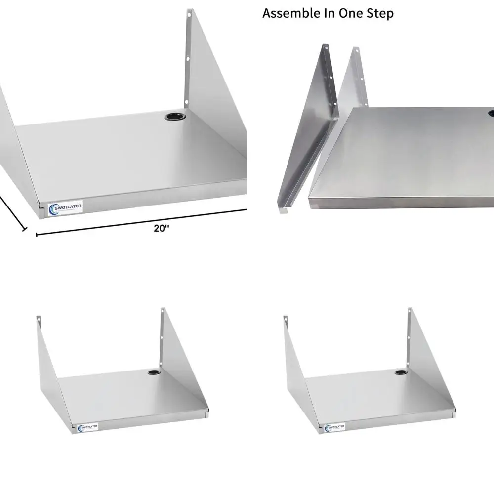 Rak Dinding Stainless Steel 15x20 Inci untuk Microwave Berat, Ideal untuk Dapur, Restoran, dan Hotel